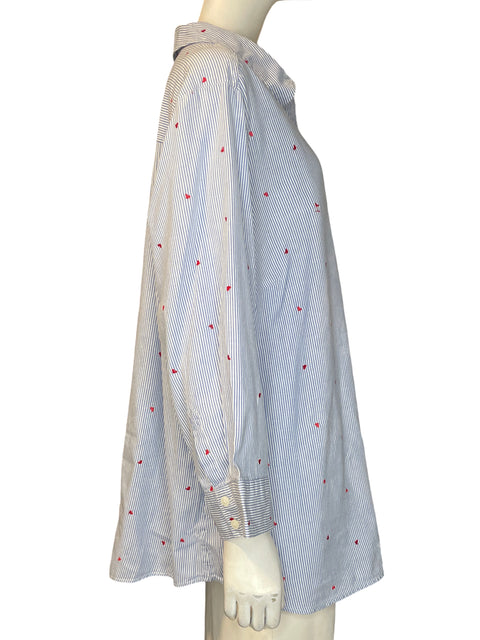 Camisa Karen Scott de Algodón Rayas Azul - Talla XXL