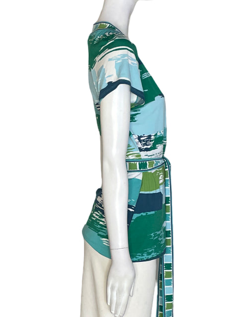 Blusa Bcbg Estampado Cruzado Verde - Talla S