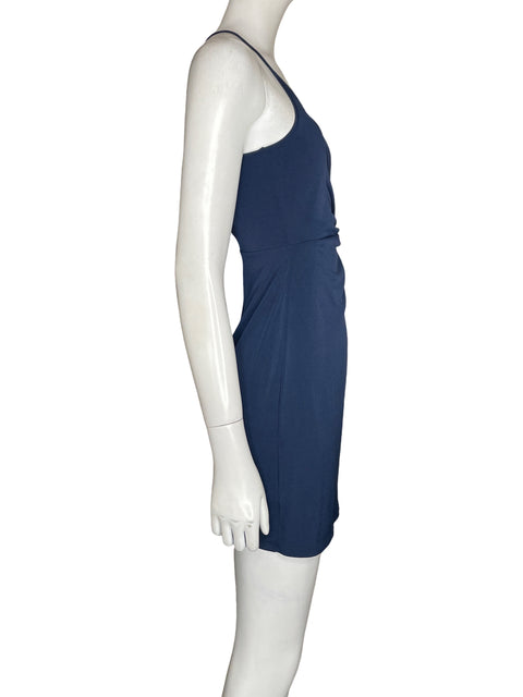 Vestido Bcbg Midi Cuello v Azul - Talla XXS
