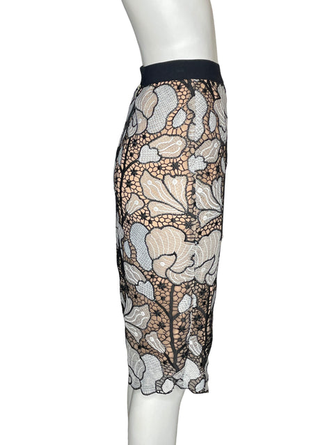 Falda Bcbg Troquelado Floral Negro - Talla XS