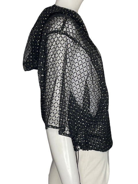 Chaqueta Duplo Sentido Zipper Brillo Negro - Talla S