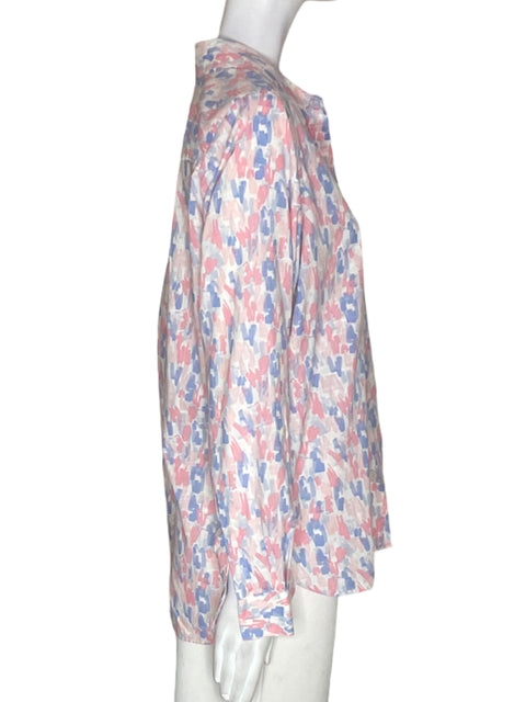 Camisa Foxcroft de Algodón Estampado Manga larga Rosado - Talla 10