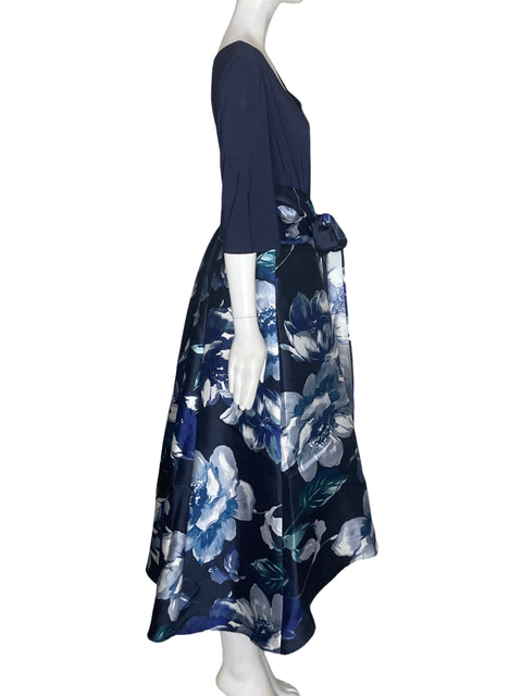 Vestido R&m Richards Corte a Estampado Azul - Talla 12