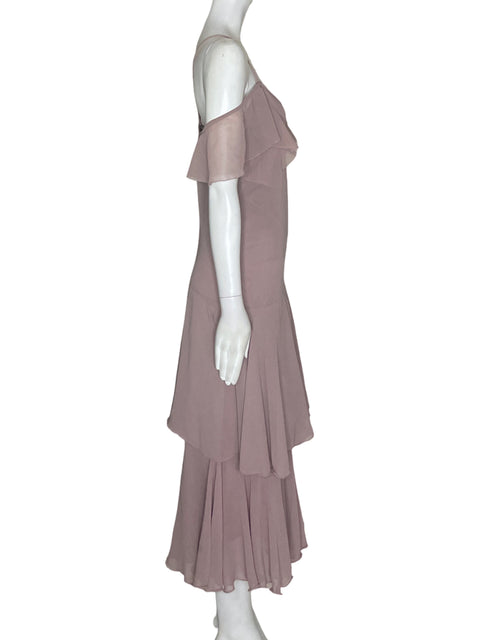 Vestido Asos Vuelos Halter Beige - Talla 8