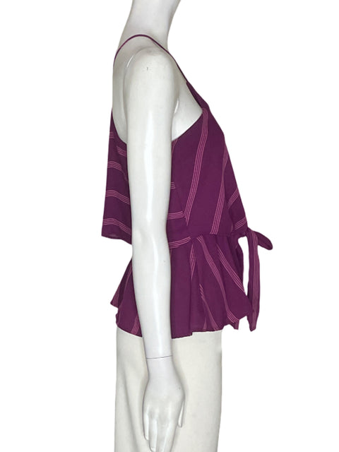Blusa Monteau Liso Rayas Morado - Talla S