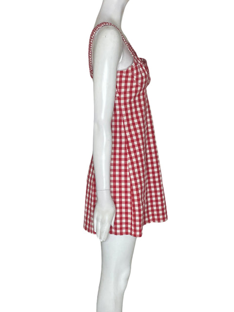 Vestido Zara de Algodón Cuadros Mini Rojo - Talla M
