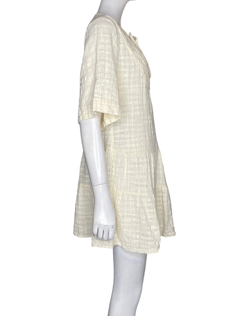Vestido Tiered Lies Midi Vuelos Beige - Talla S