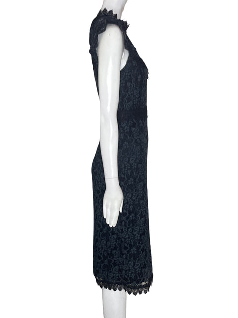 Vestido Zara de Viscosa Liso Encaje Negro - Talla S