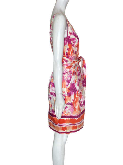 Vestido Aidan Mattox Estampado Midi Naranja - Talla 6
