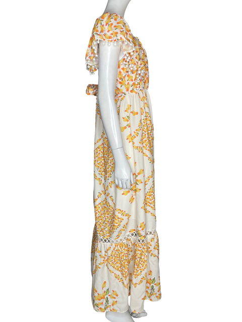 Vestido Beulah Style Cuello v Estampado Naranja - Talla S