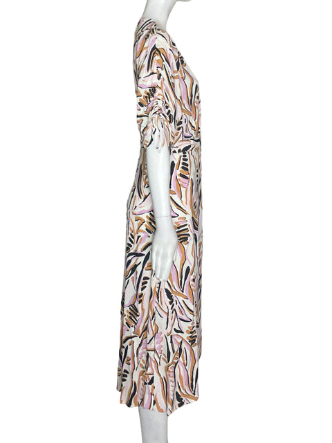 Vestido Ba&sh Estampado Cruzado Marrón - Talla L