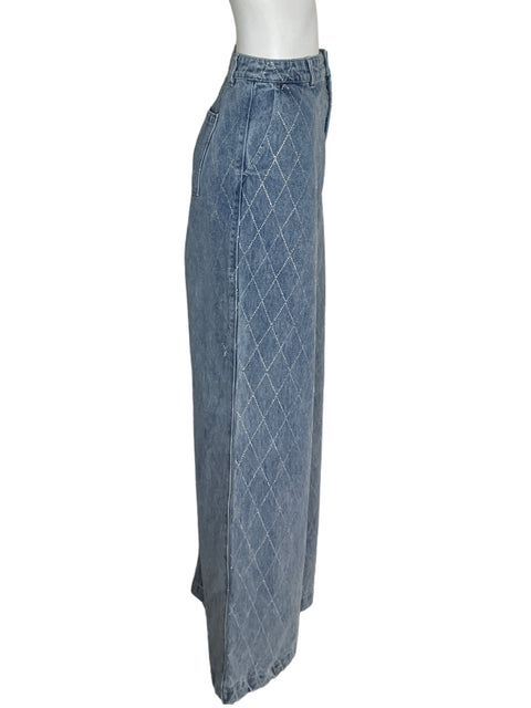Pantalón Aveclesfilles Recto Wide-leg Azul - Talla 30