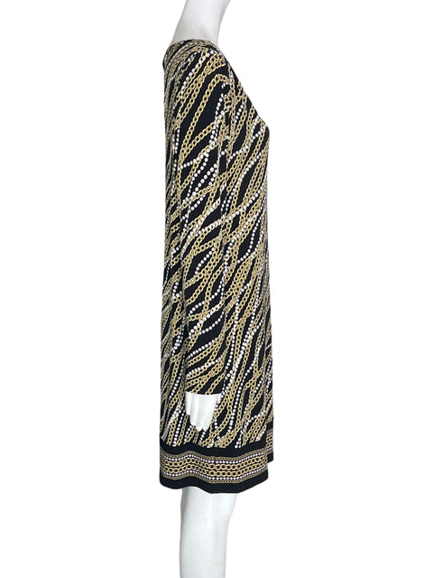 Vestido Michael Kors Estampado Midi Negro - Talla L