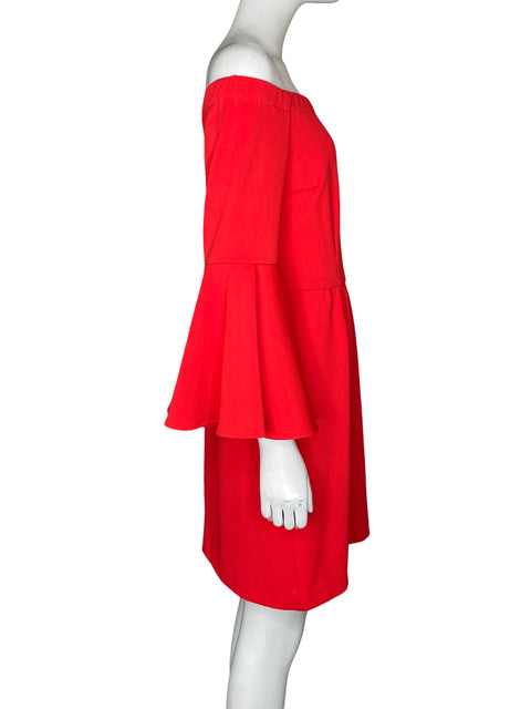 Vestido Trina Turk Midi Off-the-shoulder Rojo - Talla 10