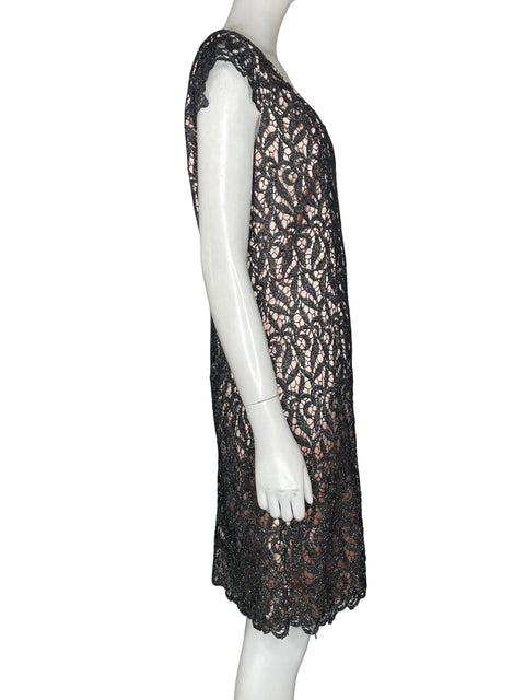 Vestido De Fiesta Js Collections Troquelado Brillo Negro - Talla 12