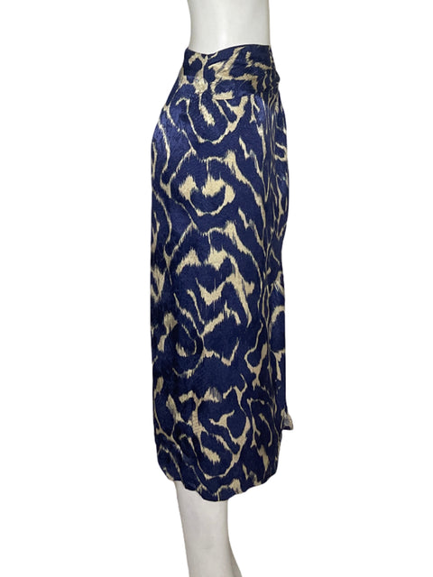 Falda Mng de Viscosa Estapado Midi Azul - Talla L