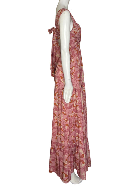 Vestido Dúo Mar Estampado Maxi Rosado - Talla XS