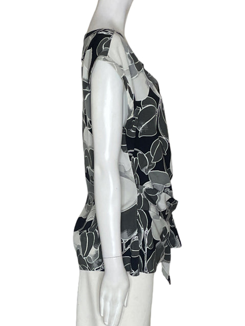 Blusa New York & Company Estampado Cruzado Negro - Talla L