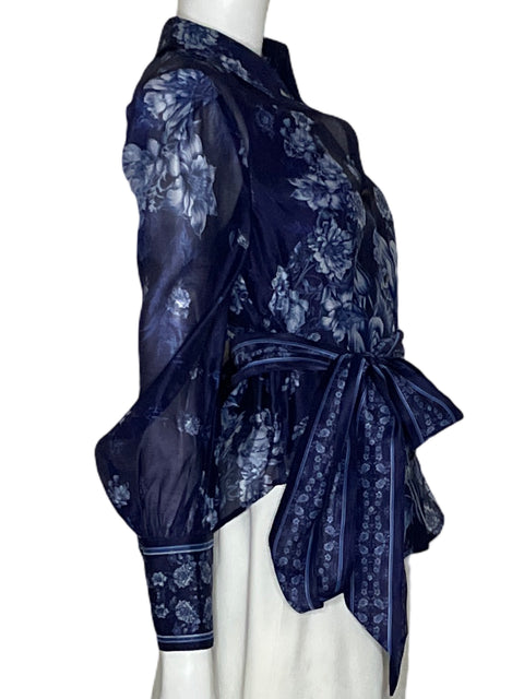 Blusa Karen Millen Estampado Azul - Talla S