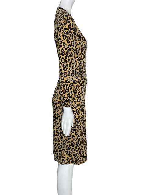 Vestido Mng Animal print Manga larga Marrón - Talla M