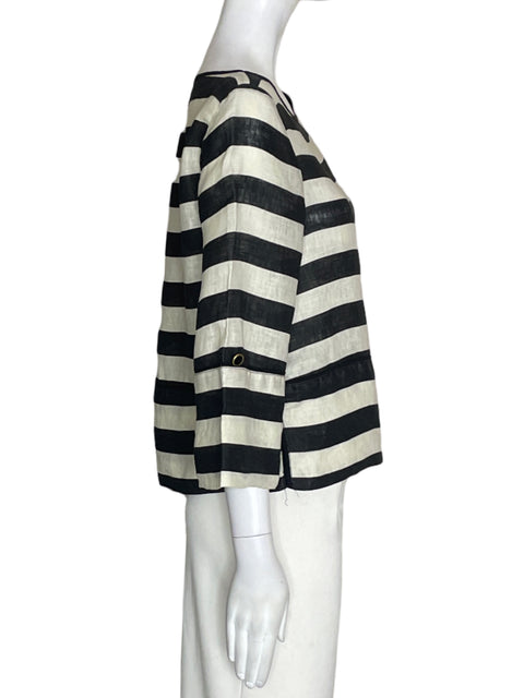 Blusa Tesoro Tps de Lino Rayas Manga larga Blanco - Talla S