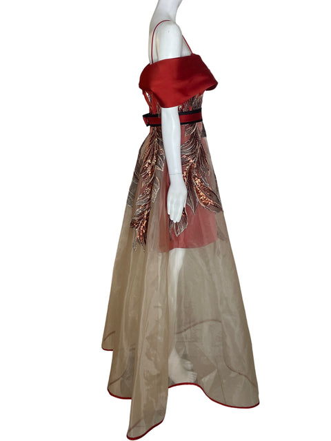 Vestido De Fiesta Tesoro Tps Transparente Maxi Marrón - Talla 40
