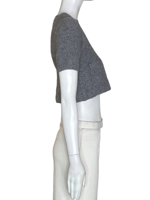 Blusa Massimo Dutti Texturizado Crop Gris - Talla S