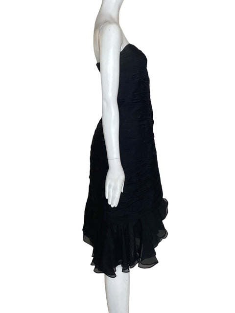 Vestido De Fiesta Jovani Ruchas Strapless Negro - Talla 14