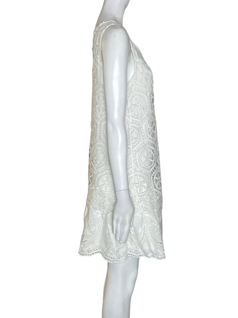 Vestido Desigual de Algodón Tejido Midi Blanco - Talla 40