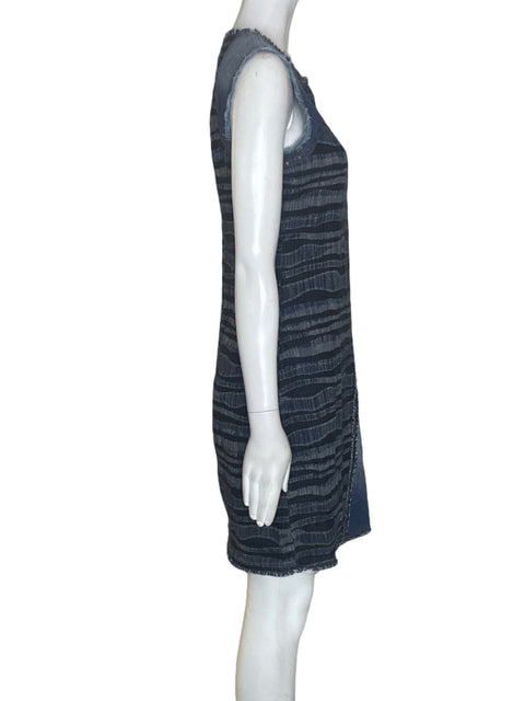 Vestido Desigual de Algodón Sin mangas Midi Azul - Talla 38