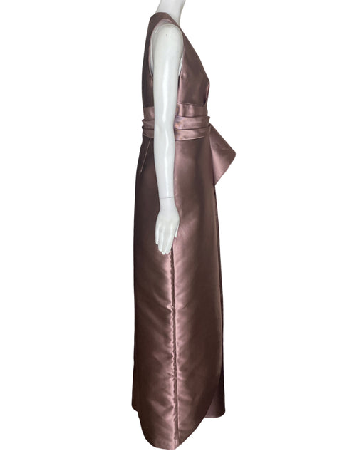 Vestido De Fiesta Kay Unger Satinado Sin mangas Rosado - Talla 8