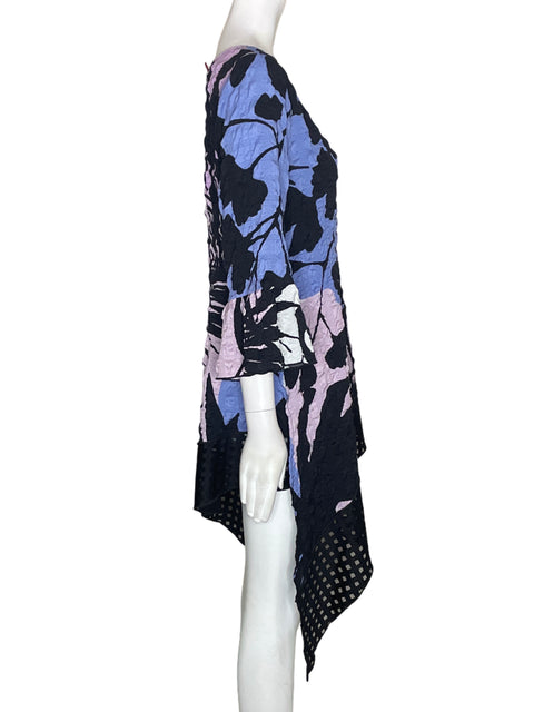 Vestido Ic Collection Estampado Asimétrico Azul - Talla S