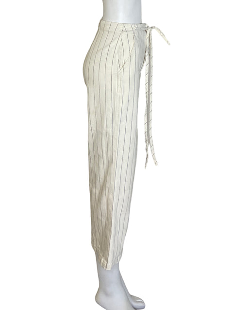 Pantalón Naf Naf de Algodón Rayas Wide-leg Beige - Talla 6