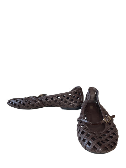 Bailarinas Zara Troquelado Marrón - Talla 37