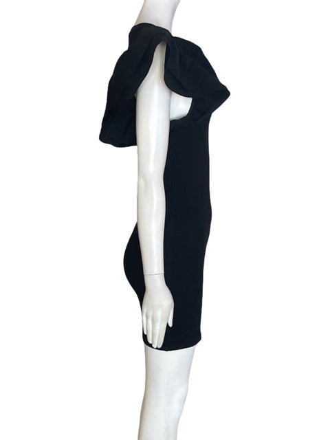 Vestido Zara de Algodón Ruchas Ajustado Negro - Talla M