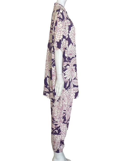 Conjunto Calma de Viscosa Pantalón/camisa Estampado Morado - Talla S