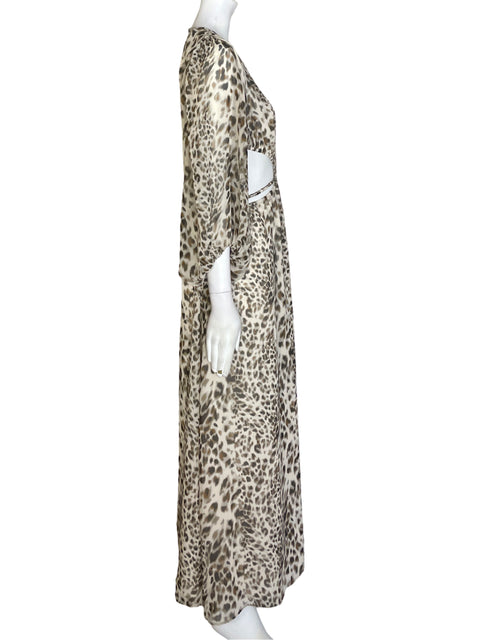 Vestido Zara Animal print Maxi Marrón - Talla M