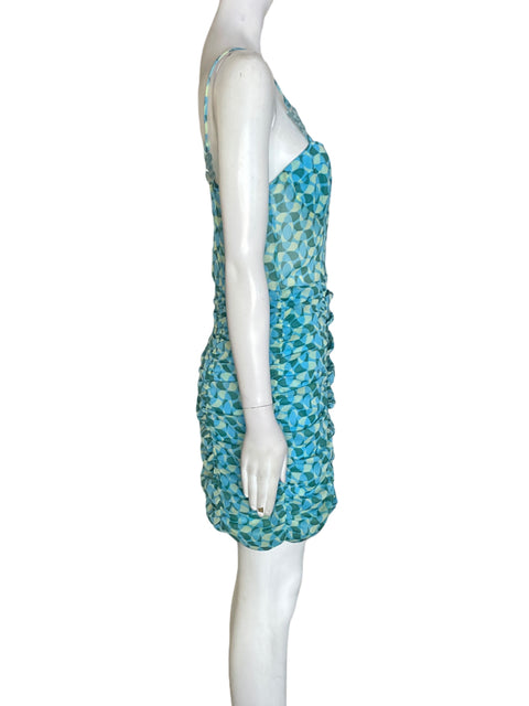 Vestido Zara Texturizado Tiras Azul - Talla M