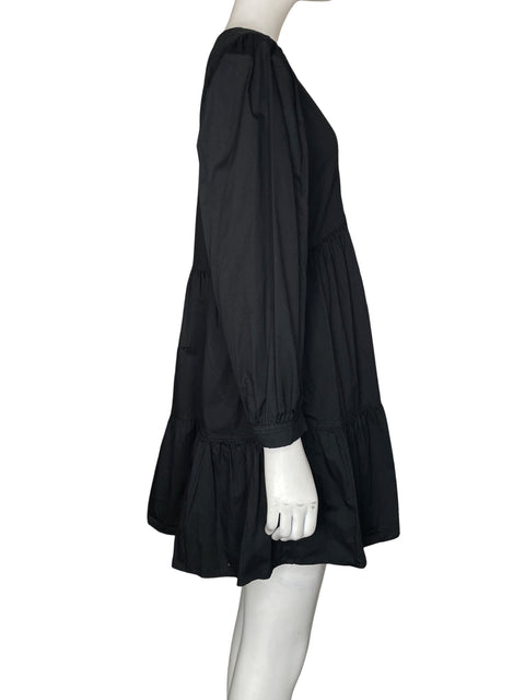 Vestido Zara de Algodón Midi Cuello v Negro - Talla M