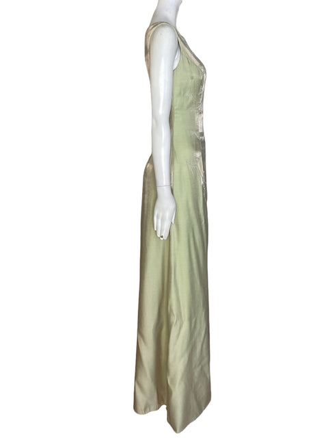 Vestido De Fiesta Tesoro Tps Maxi Satinado Verde - Talla S
