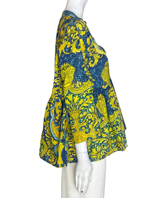 Blusa Antica Santoria&giacamo Cirque Manga larga Plisado Amarillo - Talla U