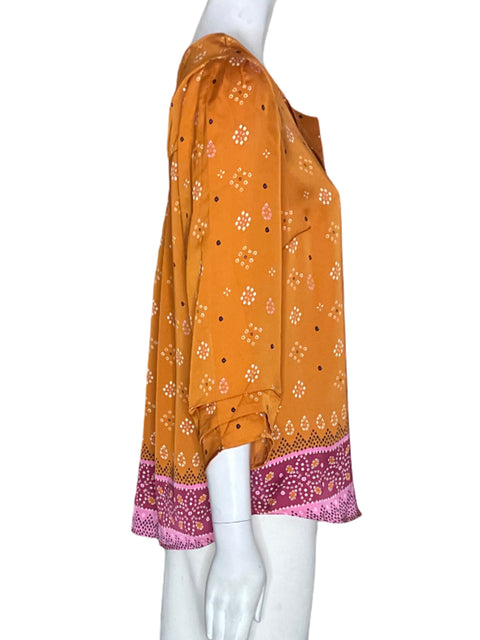 Blusa Dr2 Estampado Cuello v Naranja - Talla M