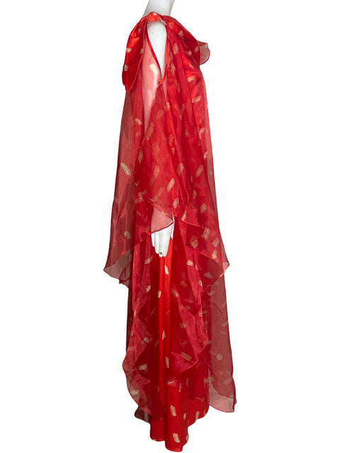 Vestido Felipe De La Pava Maxi Vuelos Rojo - Talla S