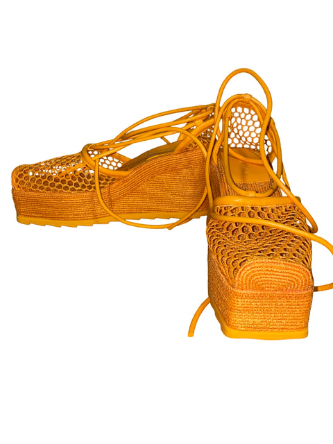 Sandalia Bottega Veneta Plataforma Naranja - Talla 40