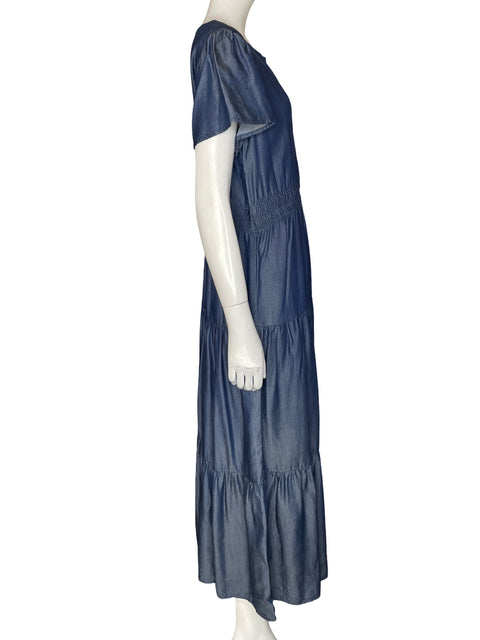 Vestido Jessica Taylor Midi Cuello v Azul - Talla M