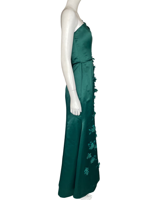 Vestido De Fiesta Madeline Gardner Asimétrico Apliques Verde - Talla 6