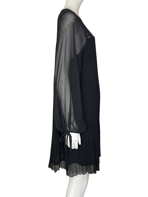 Vestido Mango Midi Plisado Negro - Talla S