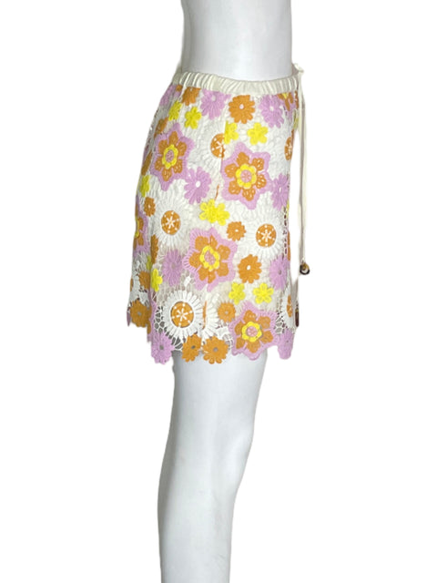 Short Zara de Lino Tejido Estampado Blanco - Talla S