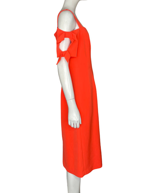 Vestido London Times Midi Lazos Naranja - Talla 8