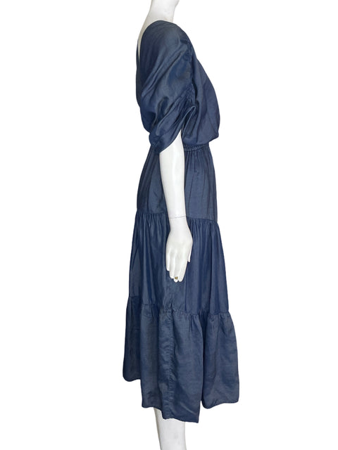 Vestido Padova Cuello v Maxi Azul - Talla XS